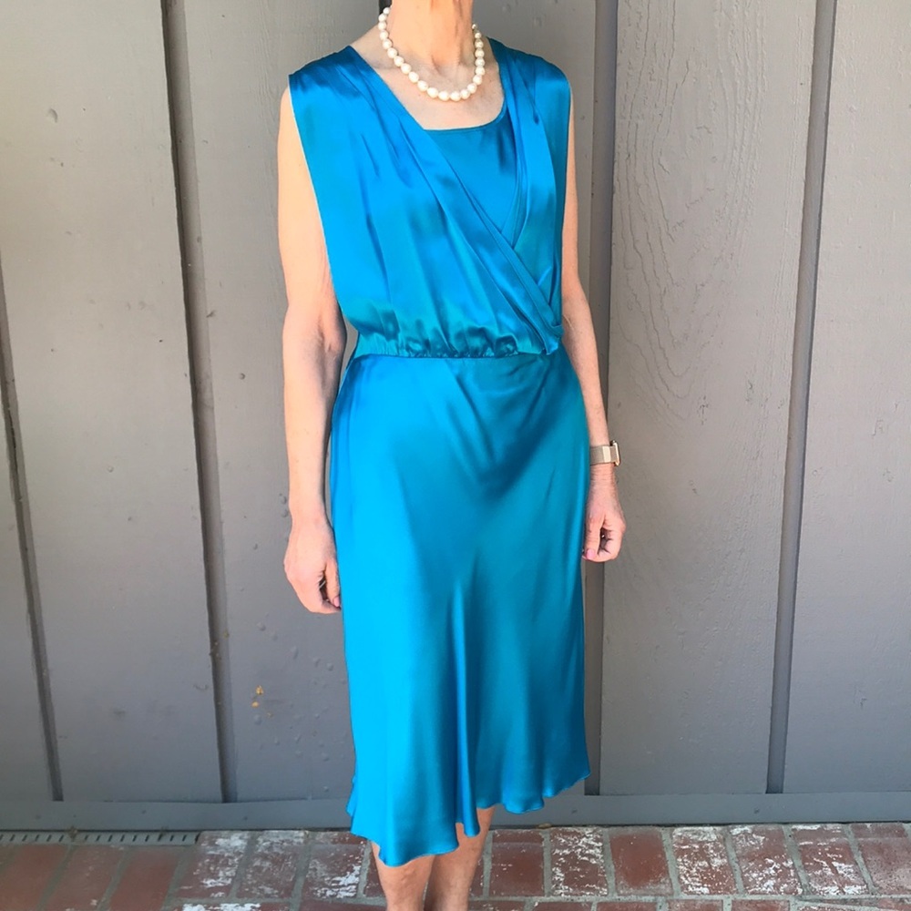 Formal blue satin dress